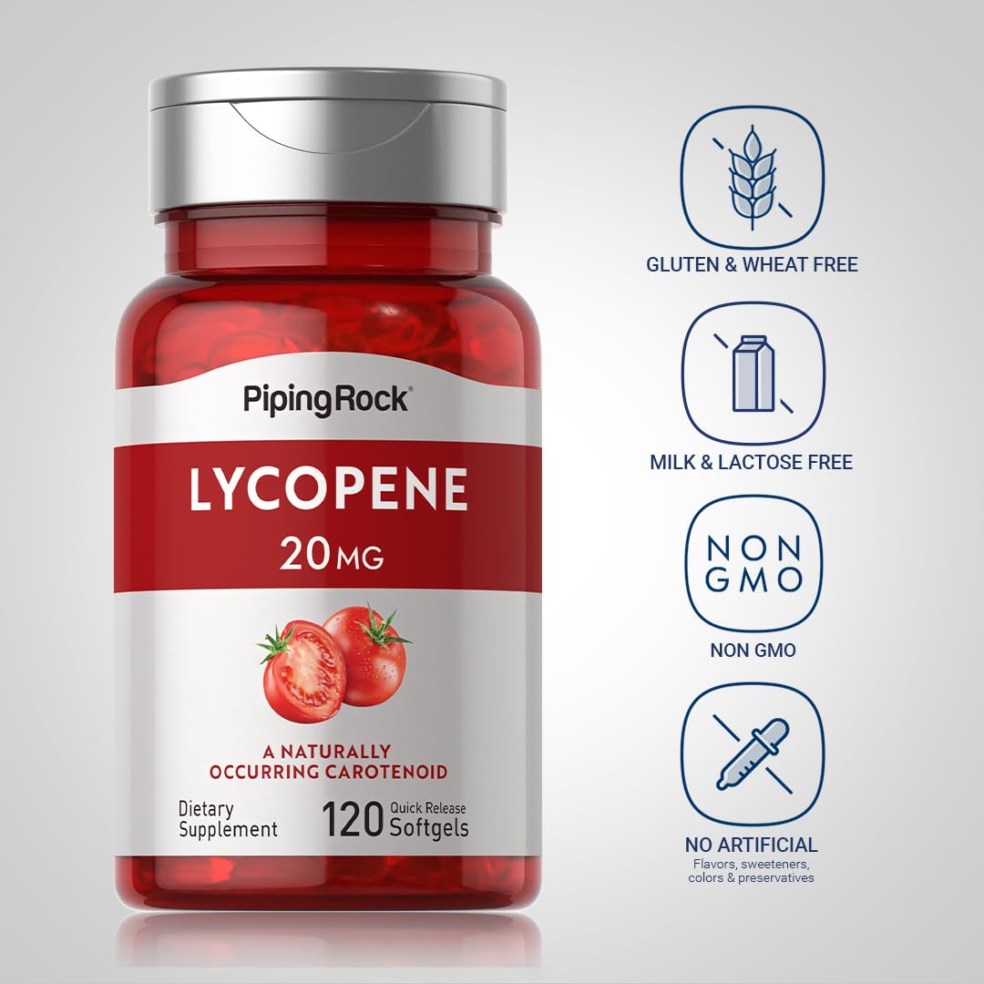 Foto 4 pulgar | Suplemento De Licopeno Piping Rock, 20 Mg, 120 Cápsulas Blandas - Venta Internacional.