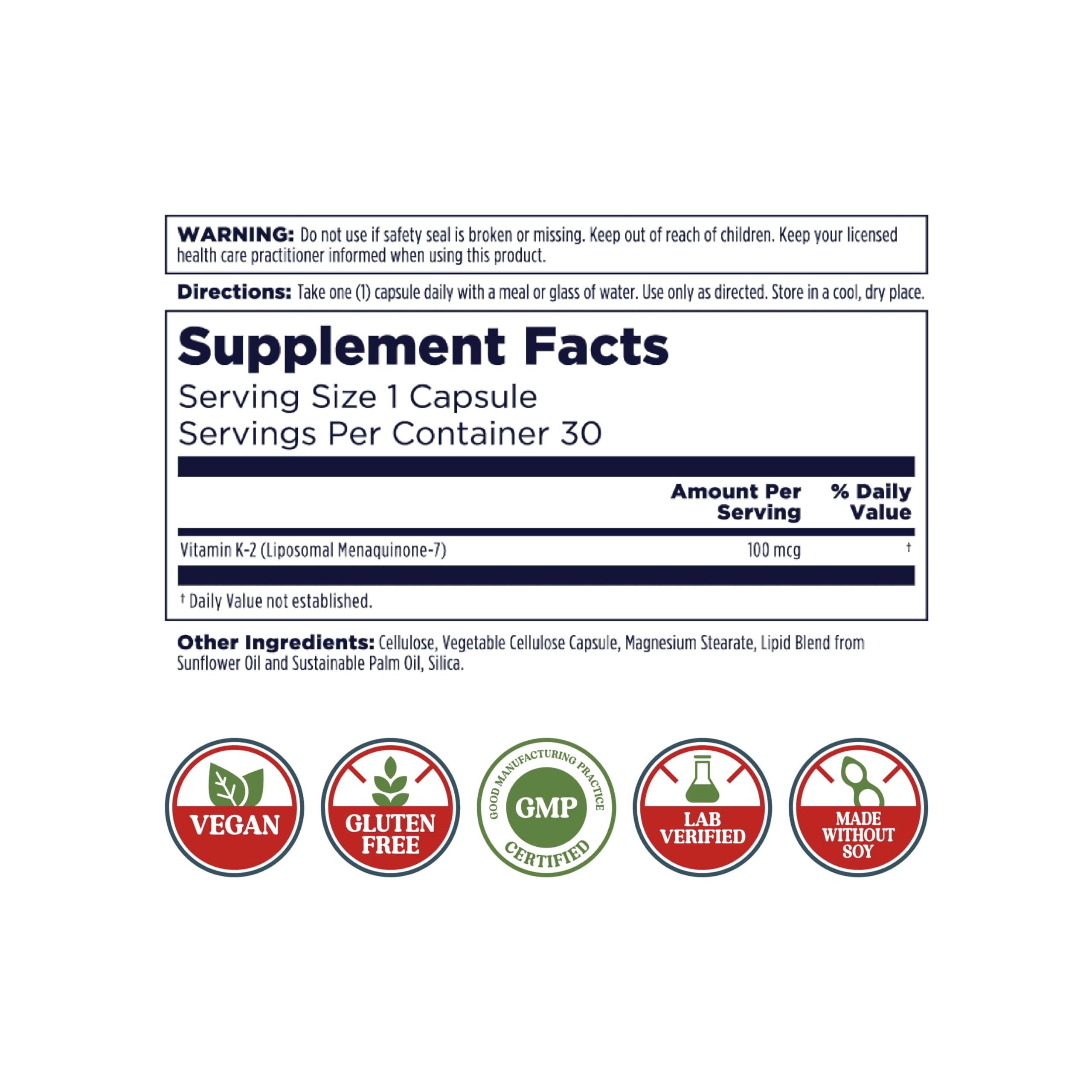 Foto 3 pulgar | Suplemento De Vitamina K2 Liposomal Kal De 100 Mcg Con Mk7, 30 Porciones - Venta Internacional.