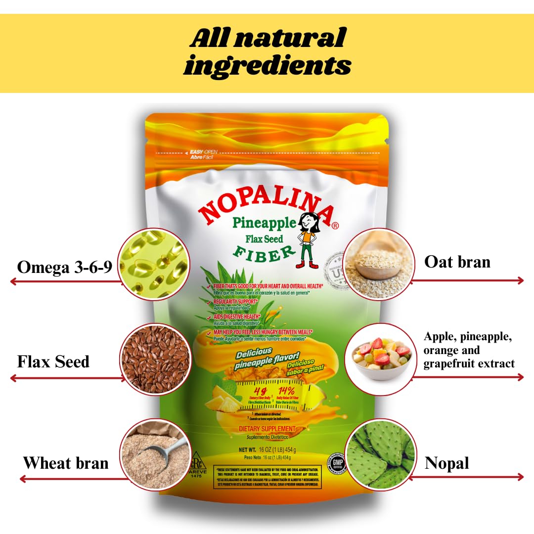 Foto 6 pulgar | Suplemento Nopalina Colon Detox Fiber, Sabor A Piña, 454 G - Venta Internacional.