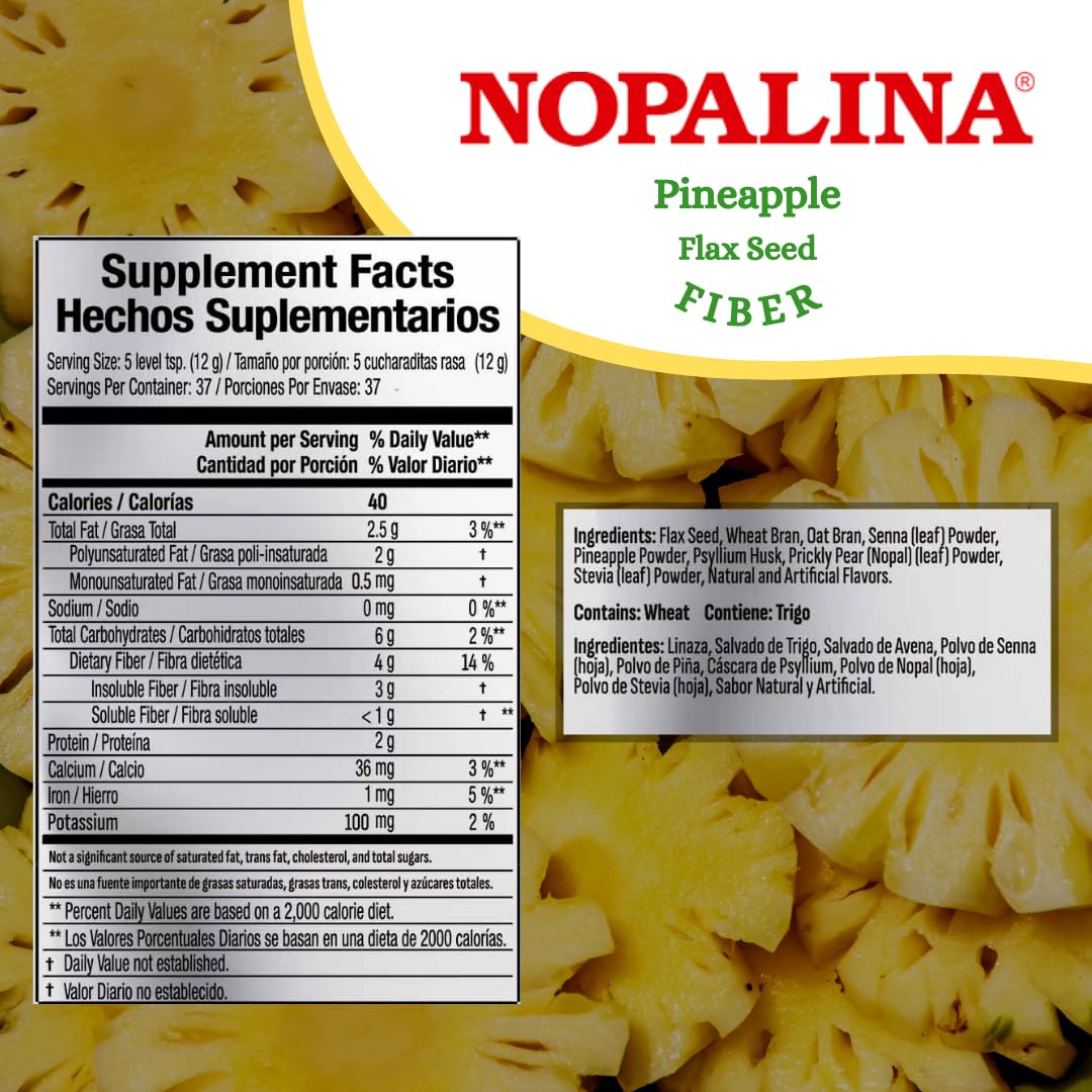 Foto 8 pulgar | Suplemento Nopalina Colon Detox Fiber, Sabor A Piña, 454 G - Venta Internacional.