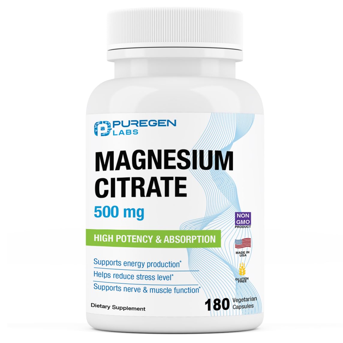 Foto 2 pulgar | Suplemento De Citrato De Magnesio Puregen Labs 500 Mg 180 Cápsulas - Venta Internacional.