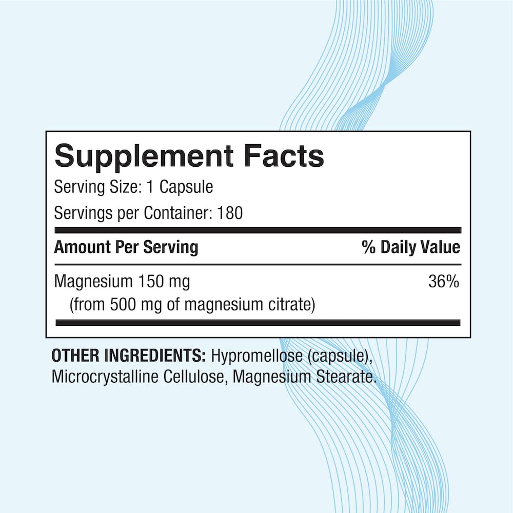 Foto 3 pulgar | Suplemento De Citrato De Magnesio Puregen Labs 500 Mg 180 Cápsulas - Venta Internacional.