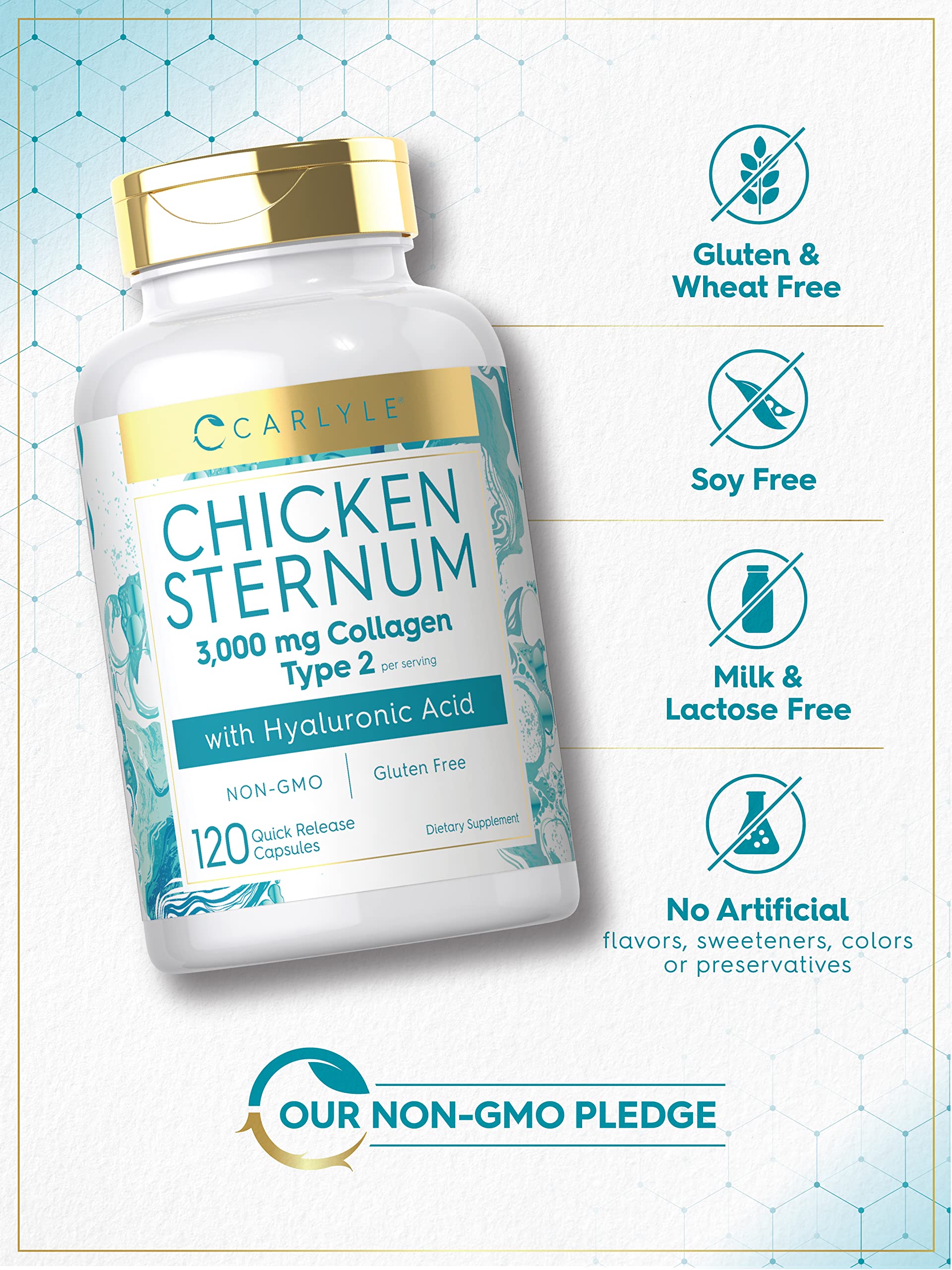 Foto 5 pulgar | Suplemento De Colágeno Tipo Ii De Esternón De Pollo Carlyle 3000 Mg - Venta Internacional.