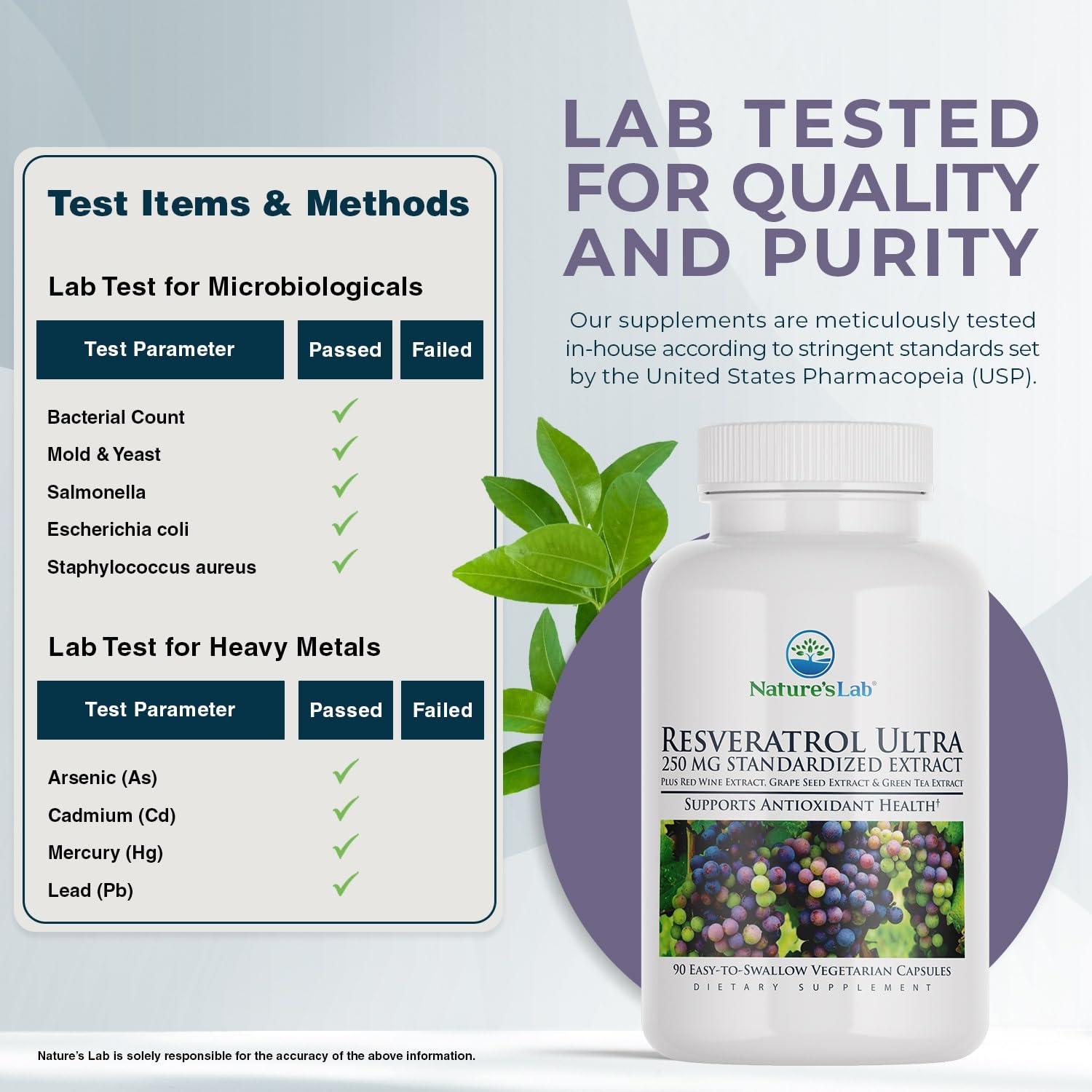 Foto 3 | Suplemento Nature's Lab Resveratrol Ultra 250 Mg 90% Vegano - Venta Internacional.