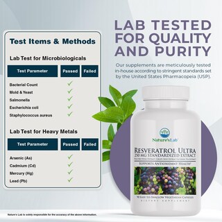 Foto 3 | Suplemento Nature's Lab Resveratrol Ultra 250 Mg 90% Vegano - Venta Internacional.