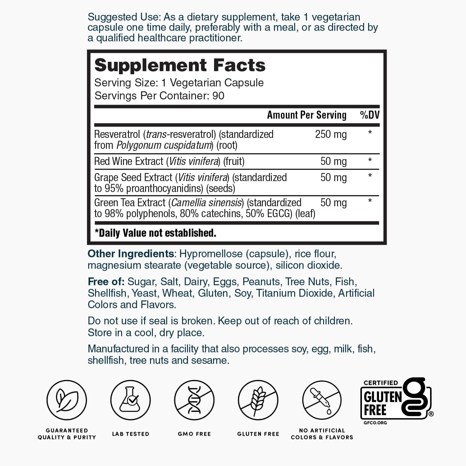 Foto 5 | Suplemento Nature's Lab Resveratrol Ultra 250 Mg 90% Vegano - Venta Internacional.