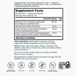 Foto 5 | Suplemento Nature's Lab Resveratrol Ultra 250 Mg 90% Vegano - Venta Internacional.