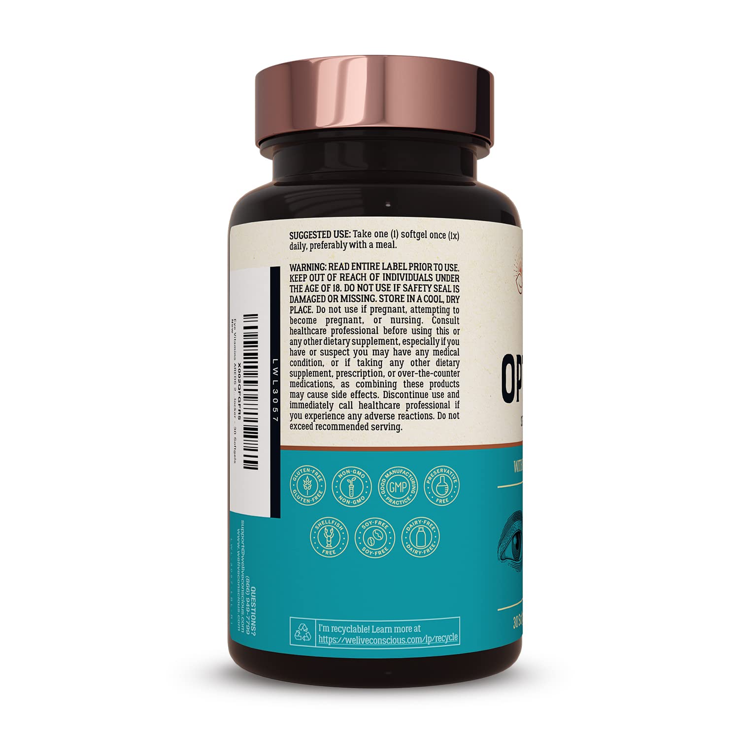 Foto 4 pulgar | Eye Vitamins Live Conscious Optiwell Con Vitamina E 30 Cápsulas Blandas - Venta Internacional.
