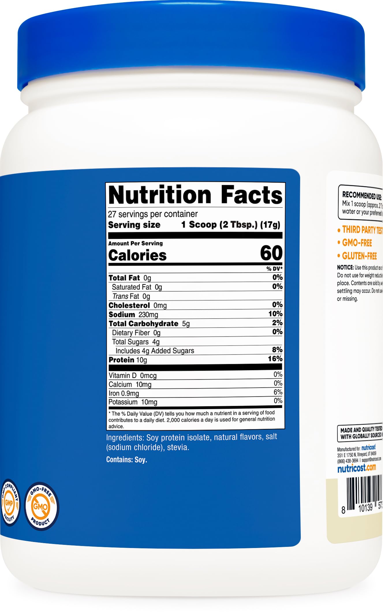 Foto 6 pulgar | Proteína En Polvo Nutricost Soy Isolate 454 G Con Sabor A Vainilla - Venta Internacional.