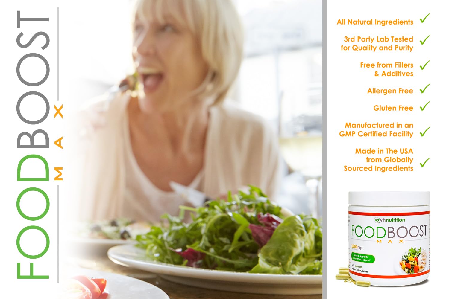 Foto 3 pulgar | Suplemento Vh Nutrition Foodboost Max 1300 Mg 120 Cápsulas - Venta Internacional.