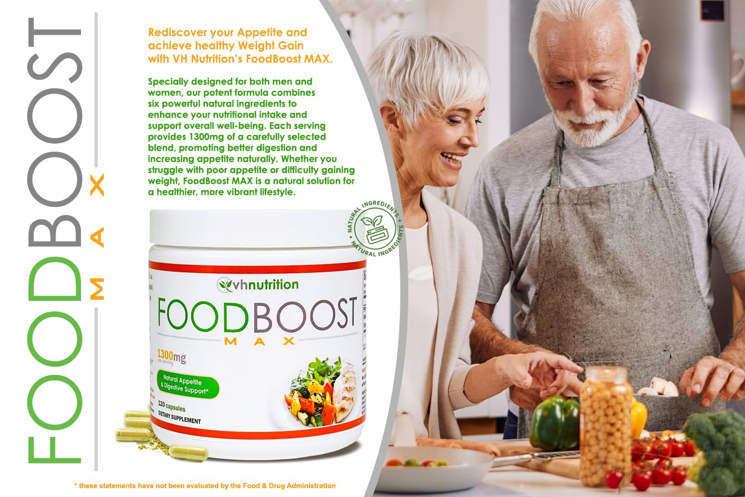 Foto 4 pulgar | Suplemento Vh Nutrition Foodboost Max 1300 Mg 120 Cápsulas - Venta Internacional.