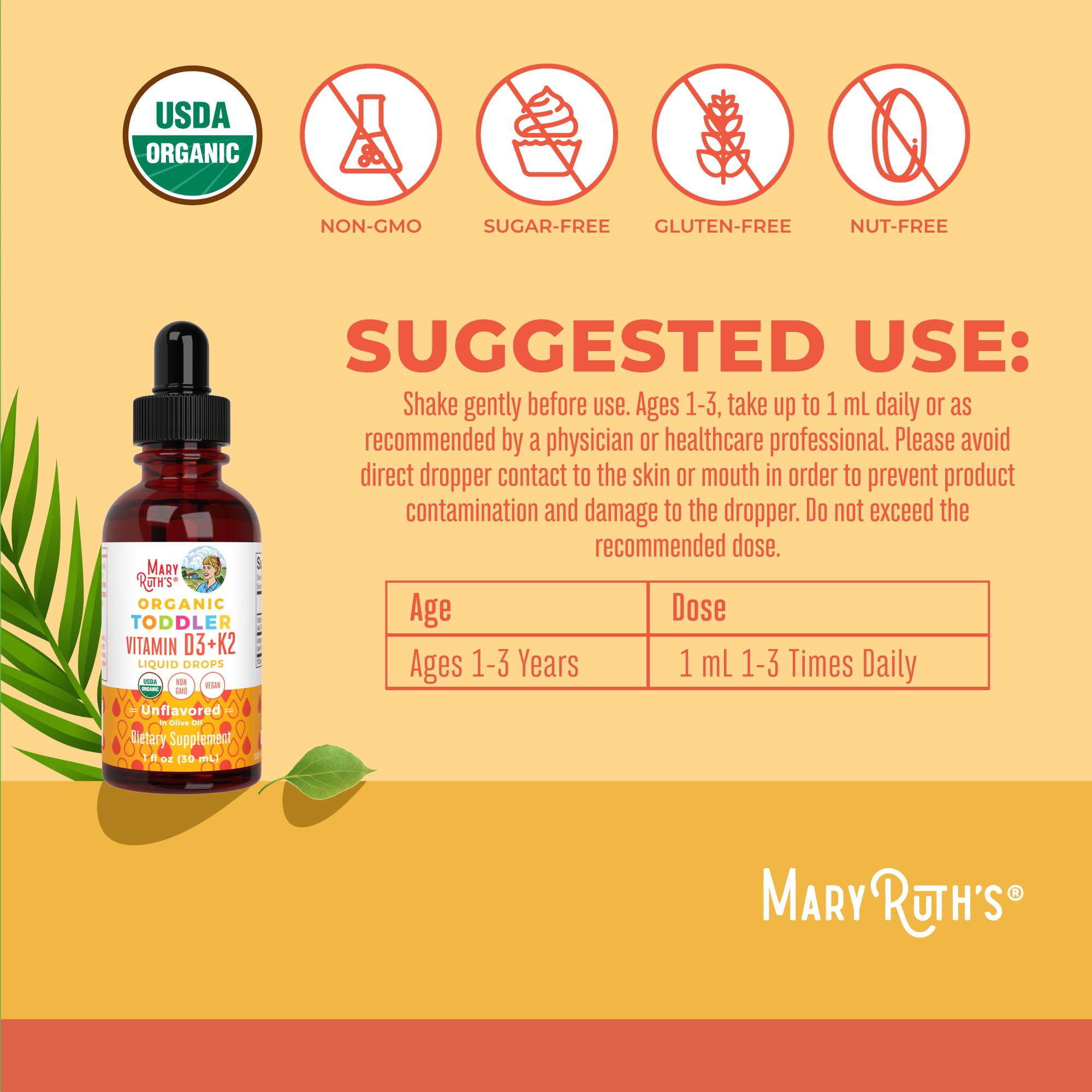 Foto 7 pulgar | Suplemento De Vitamina D3 K2 De Maryruth Organics Para Niños Pequeños, 30 Ml - Venta Internacional.