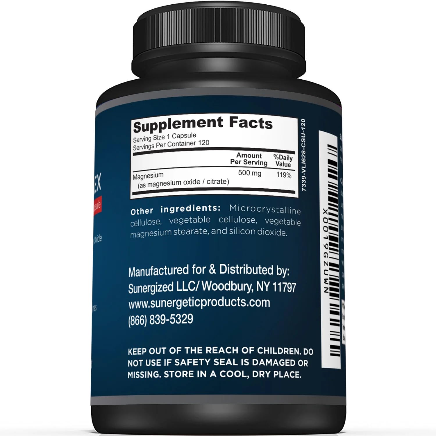 Foto 2 | Cápsulas De Citrato De Magnesio Sunergetic 500 Mg 120 Vegetales - Venta Internacional.