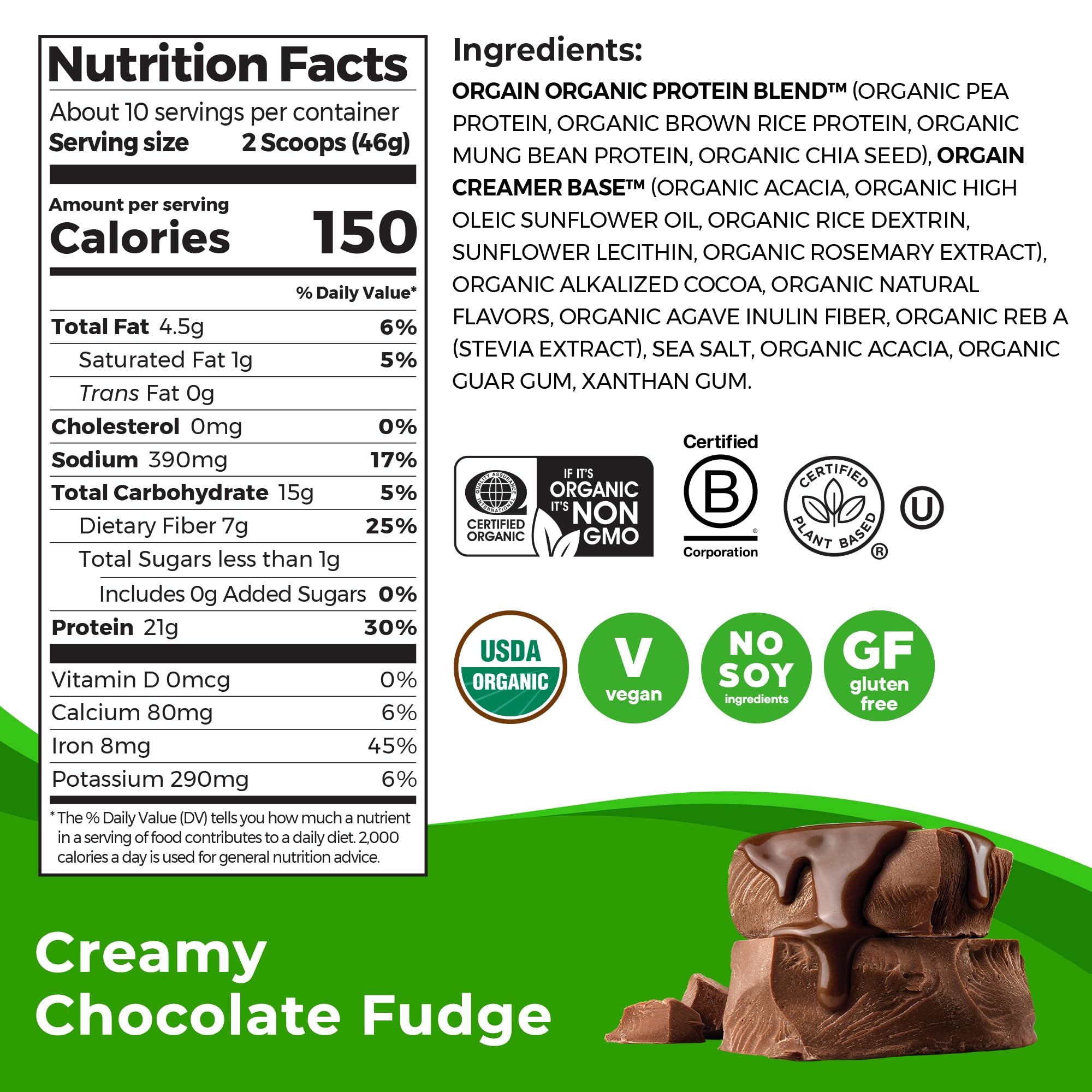 Foto 3 pulgar | Proteína En Polvo Orgain Orgain Organic Vegan Cremoso Chocolate Fudge 4 - Venta Internacional.
