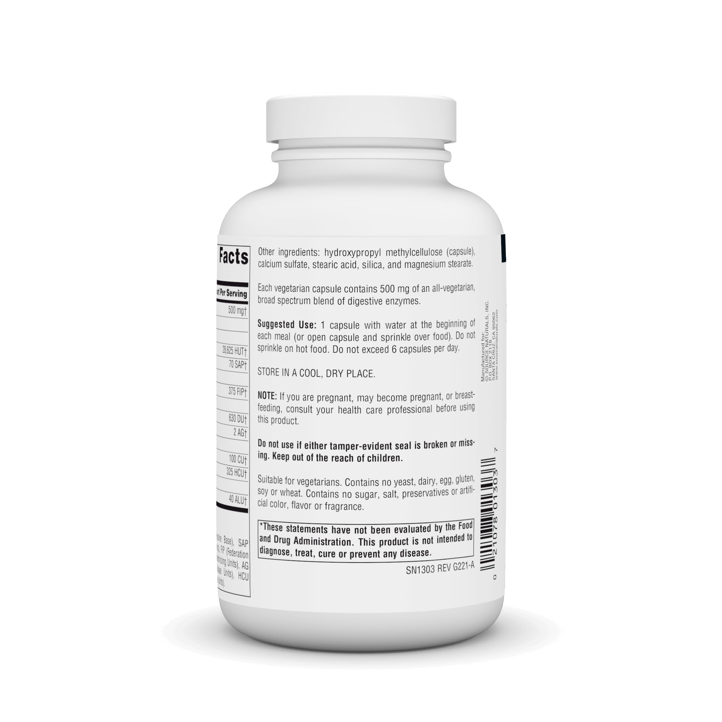 Foto 3 | Suplemento Source Naturals Essential Enzymes 500 Mg 240 Cápsulas - Venta Internacional.