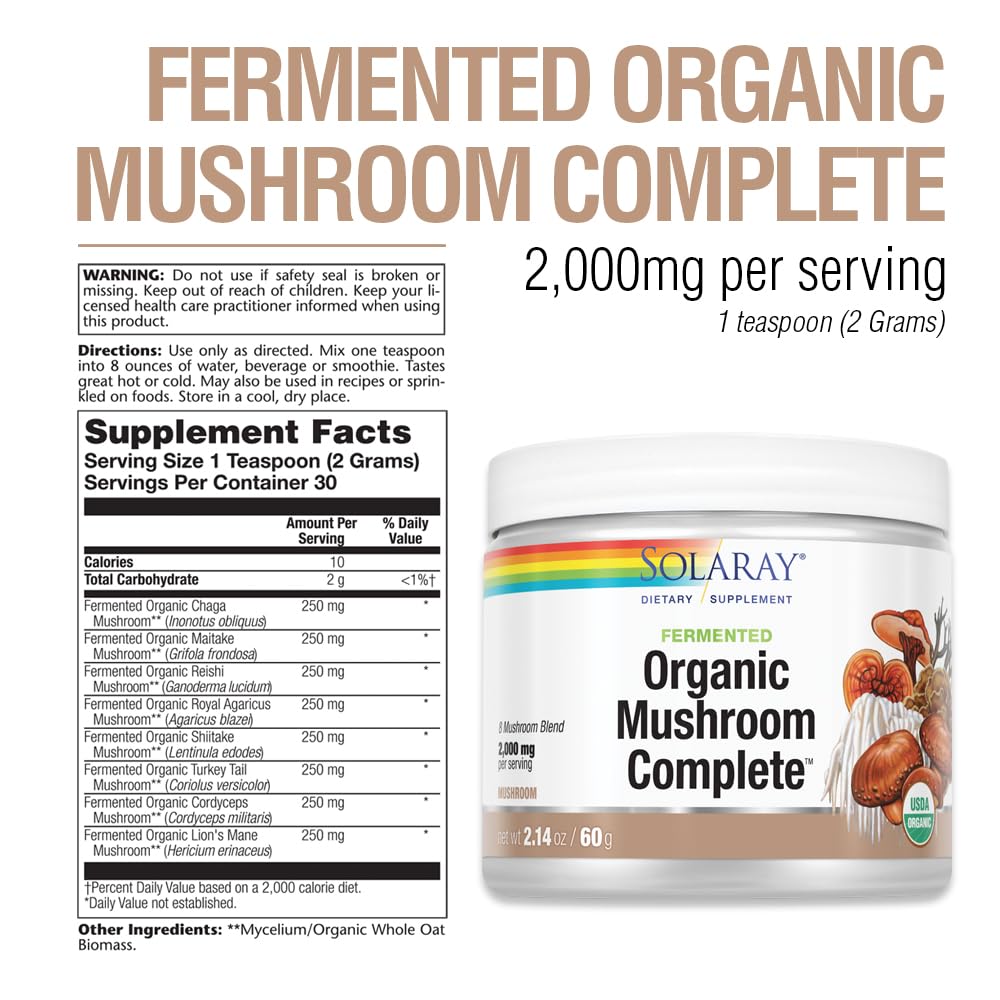Foto 3 | Suplemento Completo De Hongos Orgánicos Fermentados Solaray 60 G - Venta Internacional.