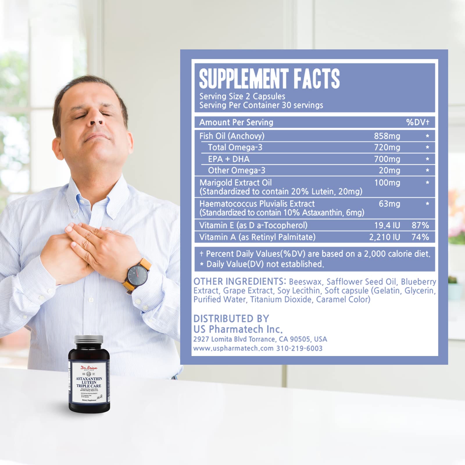 Foto 5 | Suplemento Dr. Brian Vitamins Eye Luteína 20 Mg Astaxantina 6 Mg - Venta Internacional.
