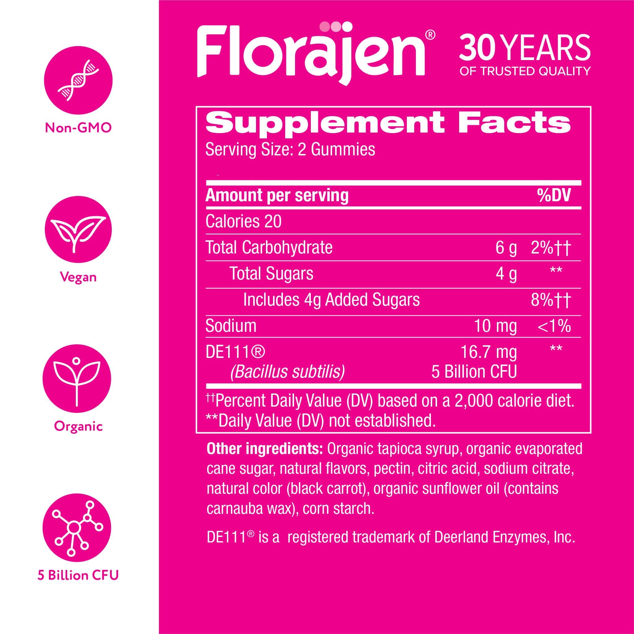 Foto 7 | Gomitas Probióticas Florajen Triple Action Para Mujer, 40 Unidades - Venta Internacional.