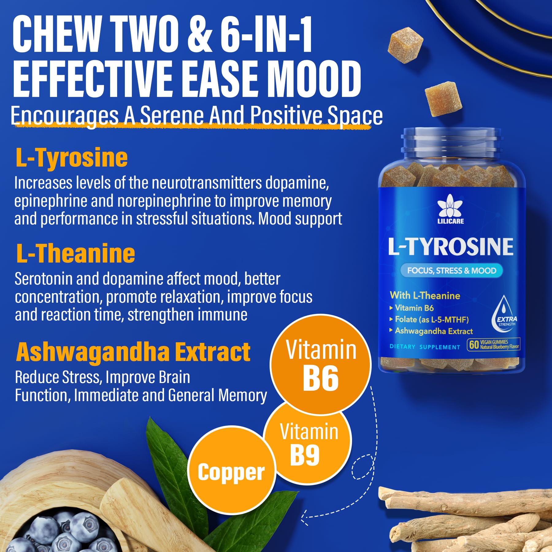 Foto 4 pulgar | Suplemento De Gomitas De Tirosina Envydeal L De 1100 Mg Con Ashwagandha - Venta Internacional.