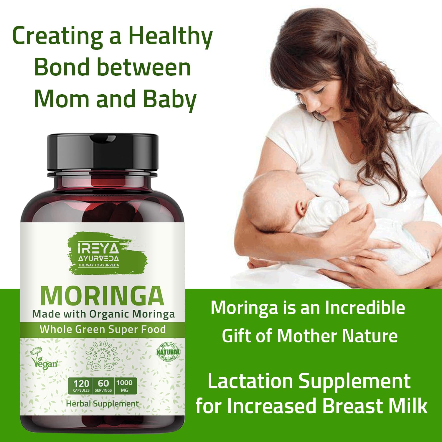 Foto 4 | Suplemento Ireya Ayurveda Moringa En Cápsula 1000 Mg (120 Cápsulas) - Venta Internacional.