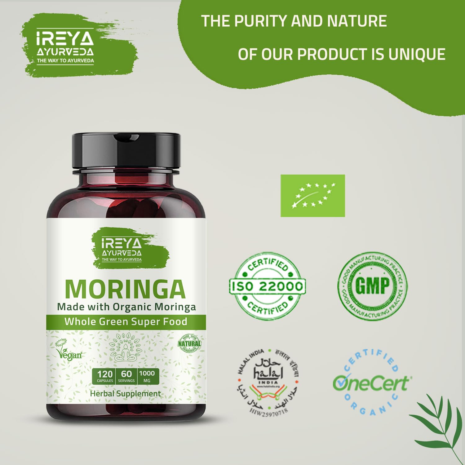 Foto 7 | Suplemento Ireya Ayurveda Moringa En Cápsula 1000 Mg (120 Cápsulas) - Venta Internacional.