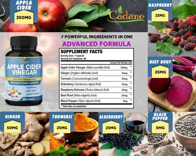 Foto 2 | Suplemento De Cápsulas Orgánicas De Extracto De Vinagre De Sidra De Manzana Cadane - Venta Internacional.