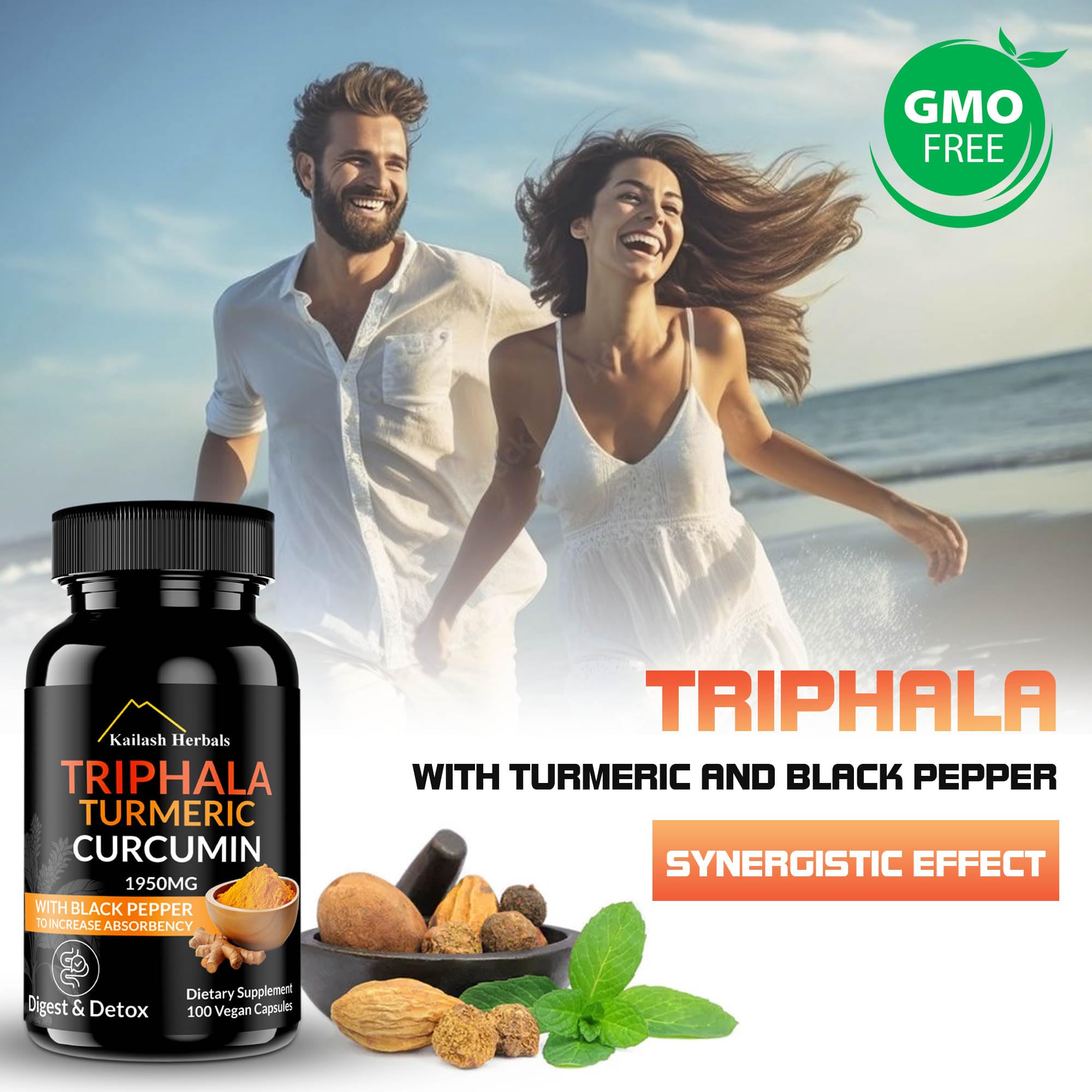 Foto 5 | Suplemento Kailash Herbals Triphala, Cúrcuma Y Curcumina, 1950 Mg - Venta Internacional.