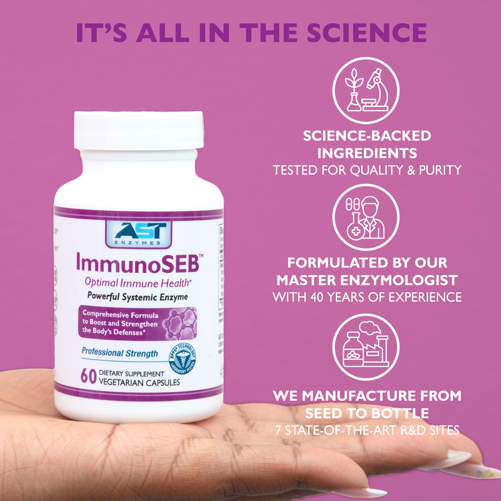 Foto 6 | Suplemento Ast Enzymes Immunoseb 60 Cápsulas Vegetarianas - Venta Internacional.