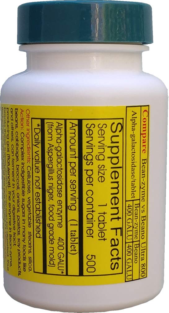 Foto 3 pulgar | Suplemento Para Aliviar Los Gases Valuepricedmeds Bean-zyme 500 Tabletas - Venta Internacional.