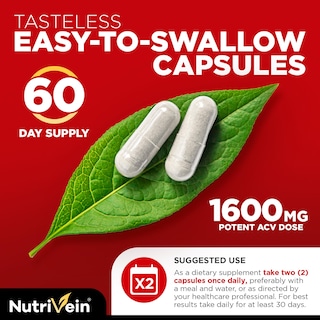 Foto 5 | Suplementos Nutrivein: Vinagre De Sidra De Manzana, 1600 Mg, 120 Cápsulas - Venta Internacional.