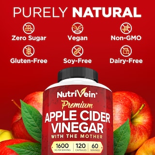 Foto 6 | Suplementos Nutrivein: Vinagre De Sidra De Manzana, 1600 Mg, 120 Cápsulas - Venta Internacional.