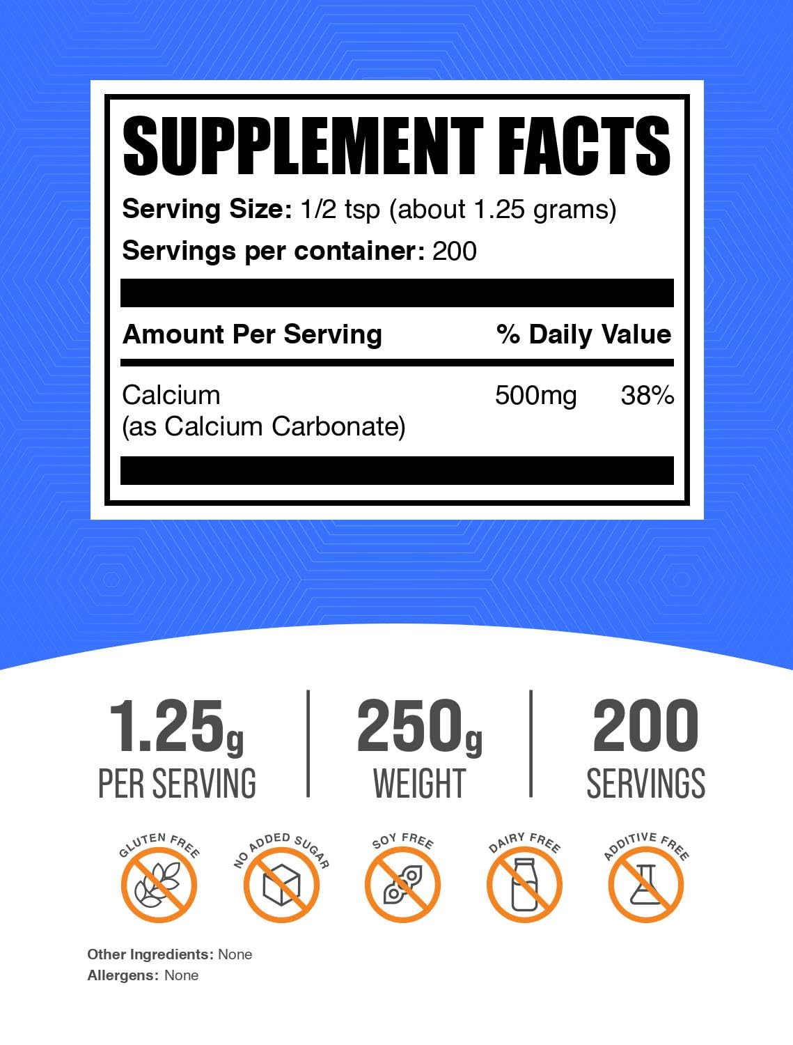 Foto 3 pulgar | Suplementos De Calcio Bulksupplements.com Carbonato De Calcio - Venta Internacional.