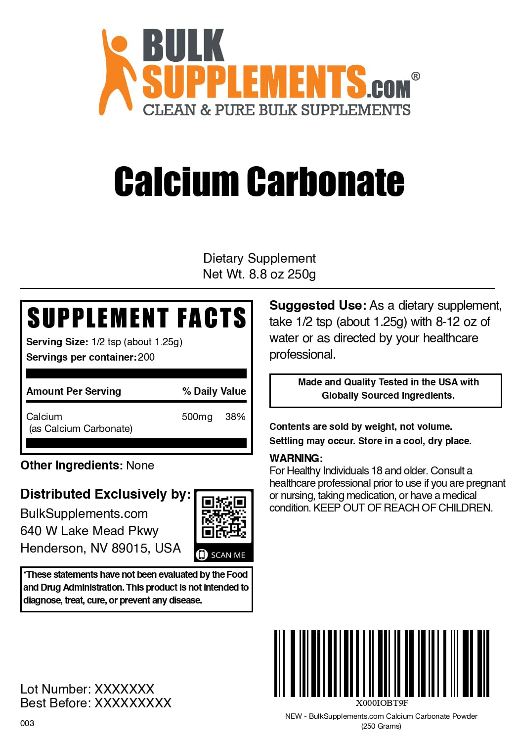 Foto 7 pulgar | Suplementos De Calcio Bulksupplements.com Carbonato De Calcio - Venta Internacional.