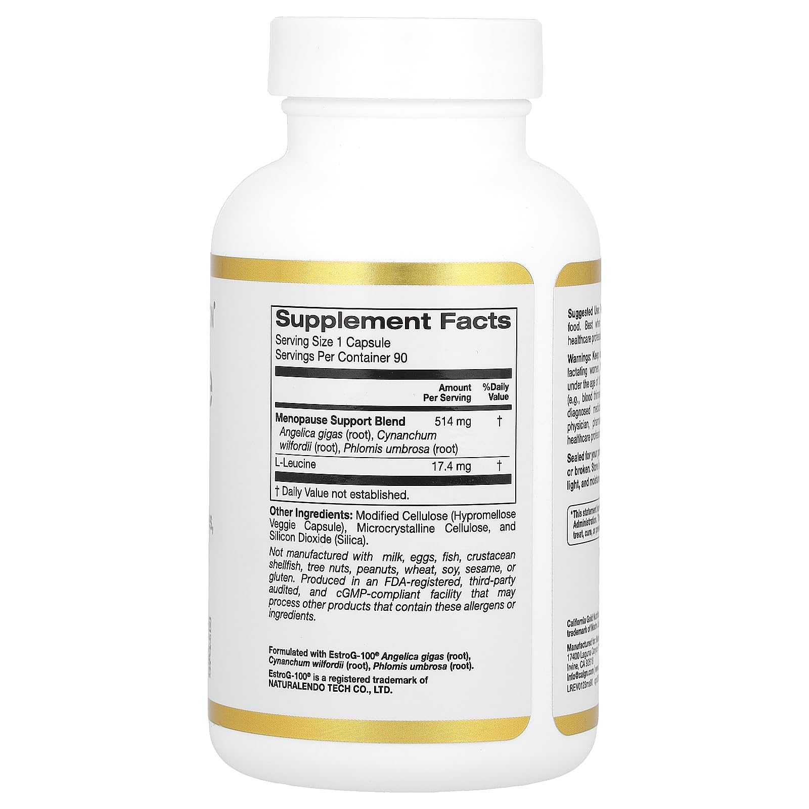 Foto 3 pulgar | Suplemento California Gold Nutrition Menopause Support 90 Cápsulas - Venta Internacional.