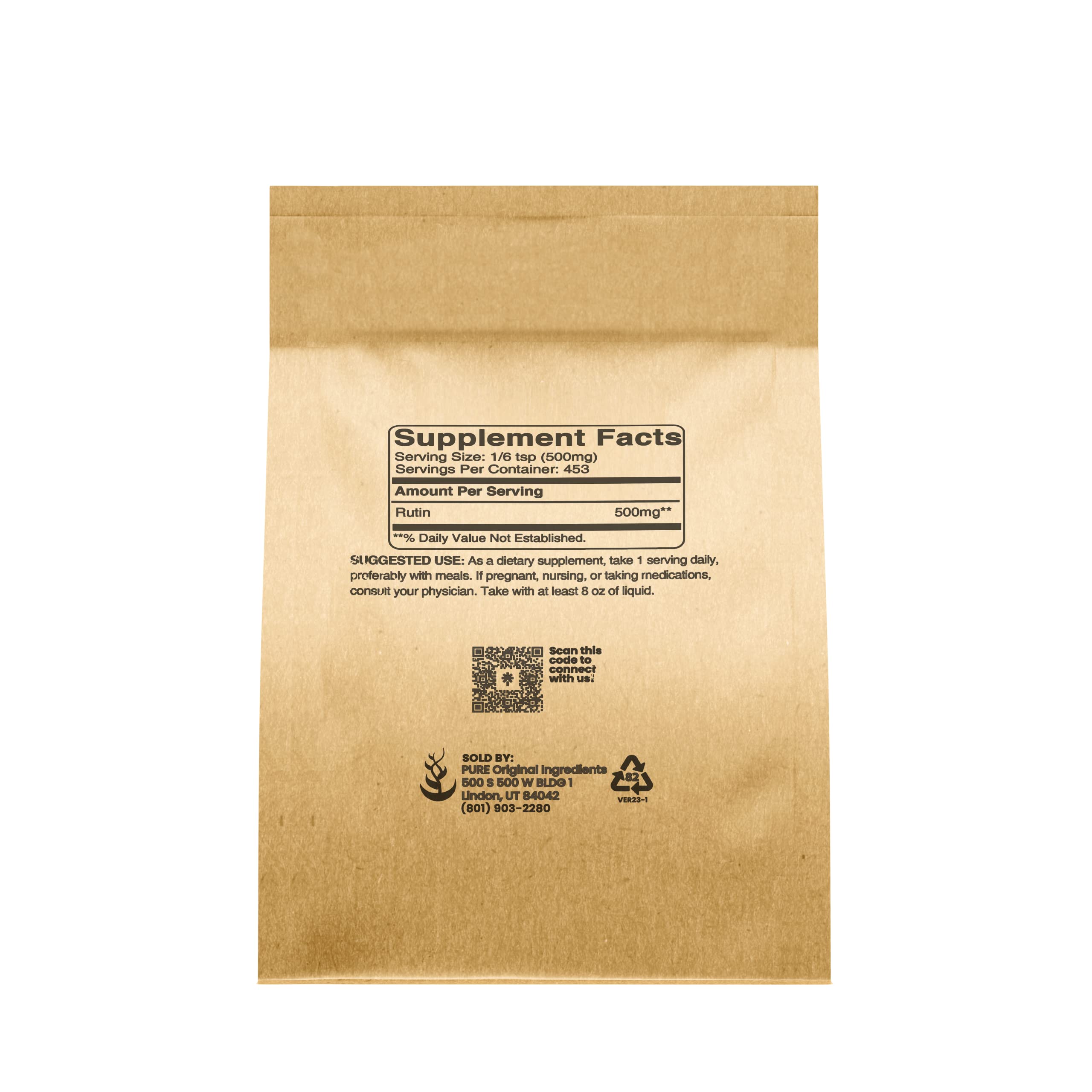 Foto 2 | Suplemento: Ingredientes Originales Puros, Rutina En Polvo, 240 Ml - Venta Internacional.