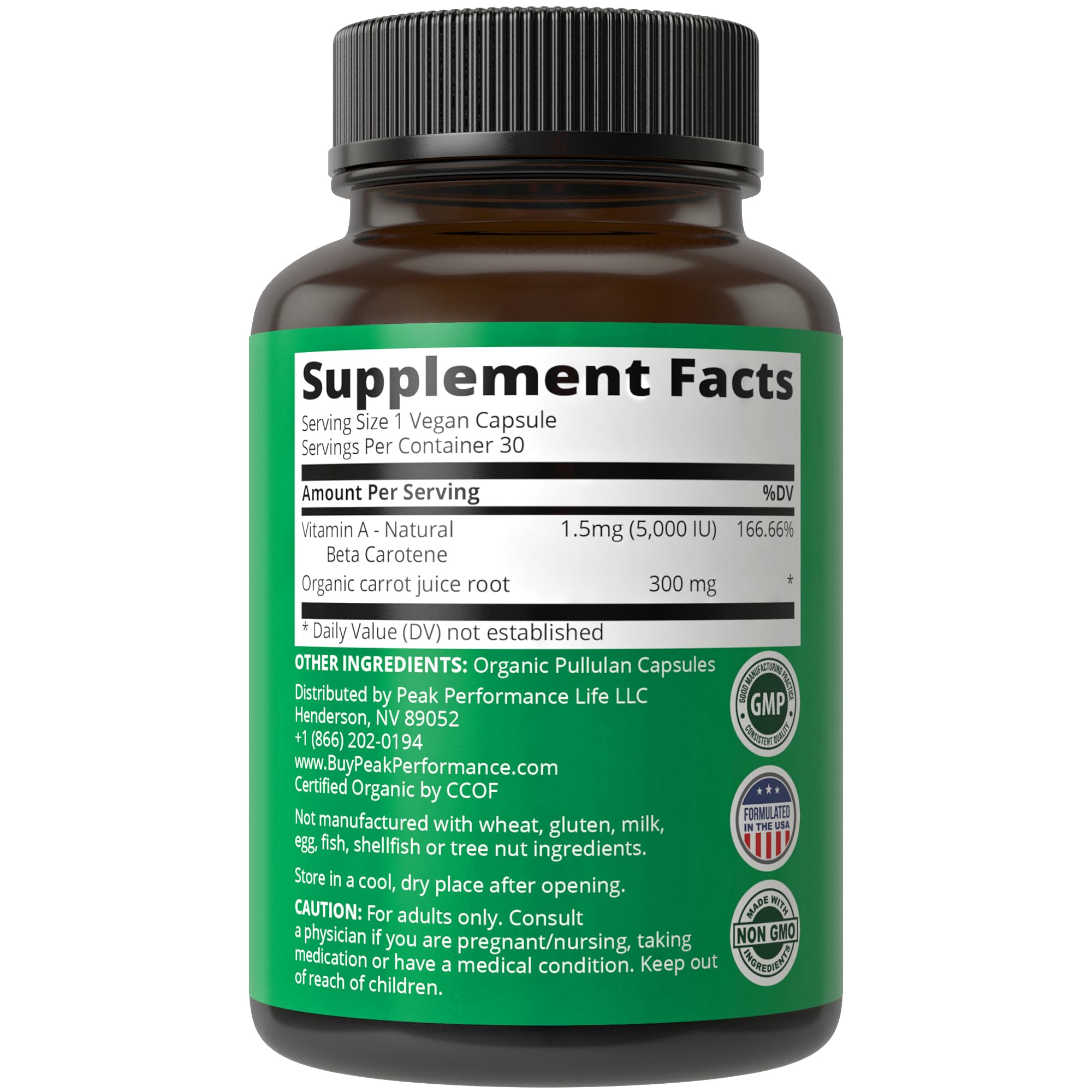 Foto 5 | Suplemento De 5000 Ui De Vitamina A Orgánica Certificada Por Peak Performance - Venta Internacional.