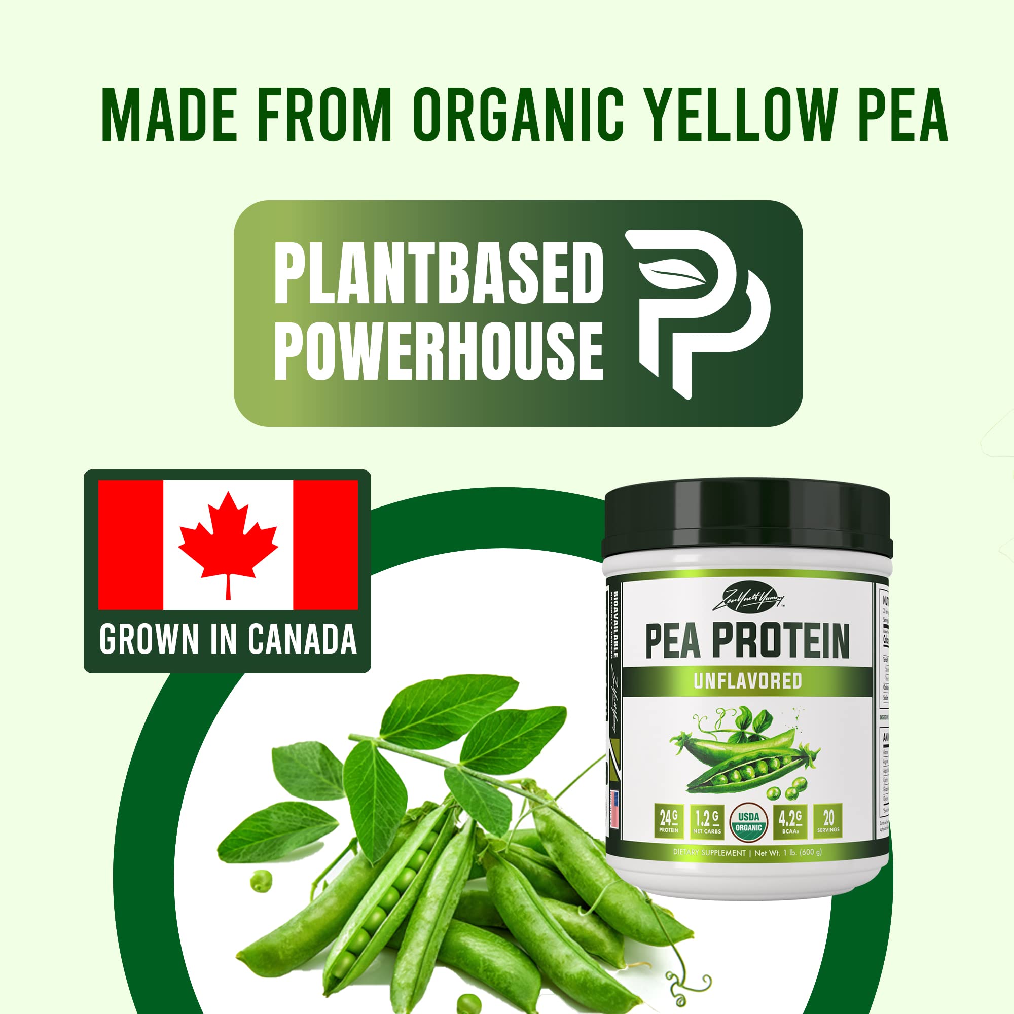 Foto 4 pulgar | Proteína De Guisante En Polvo Zyy, Orgánica, Vegana, Sin Sabor, 500 G - Venta Internacional.