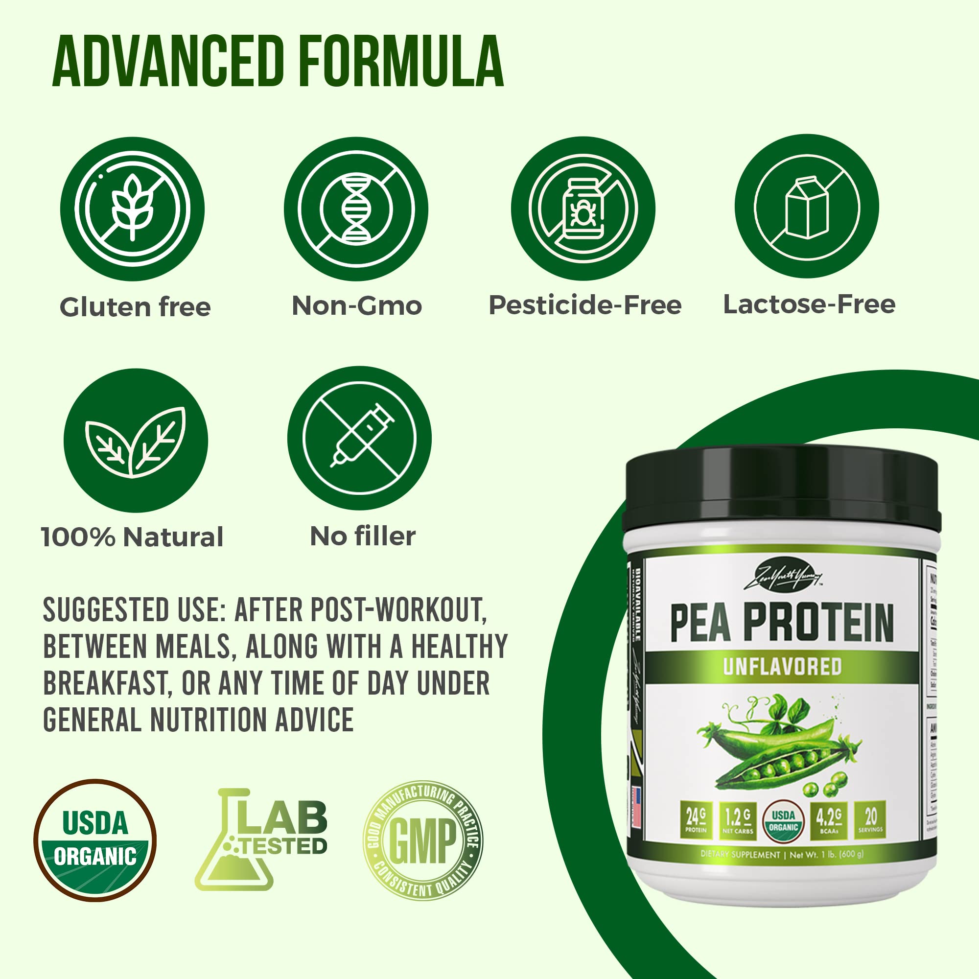 Foto 5 pulgar | Proteína De Guisante En Polvo Zyy, Orgánica, Vegana, Sin Sabor, 500 G - Venta Internacional.