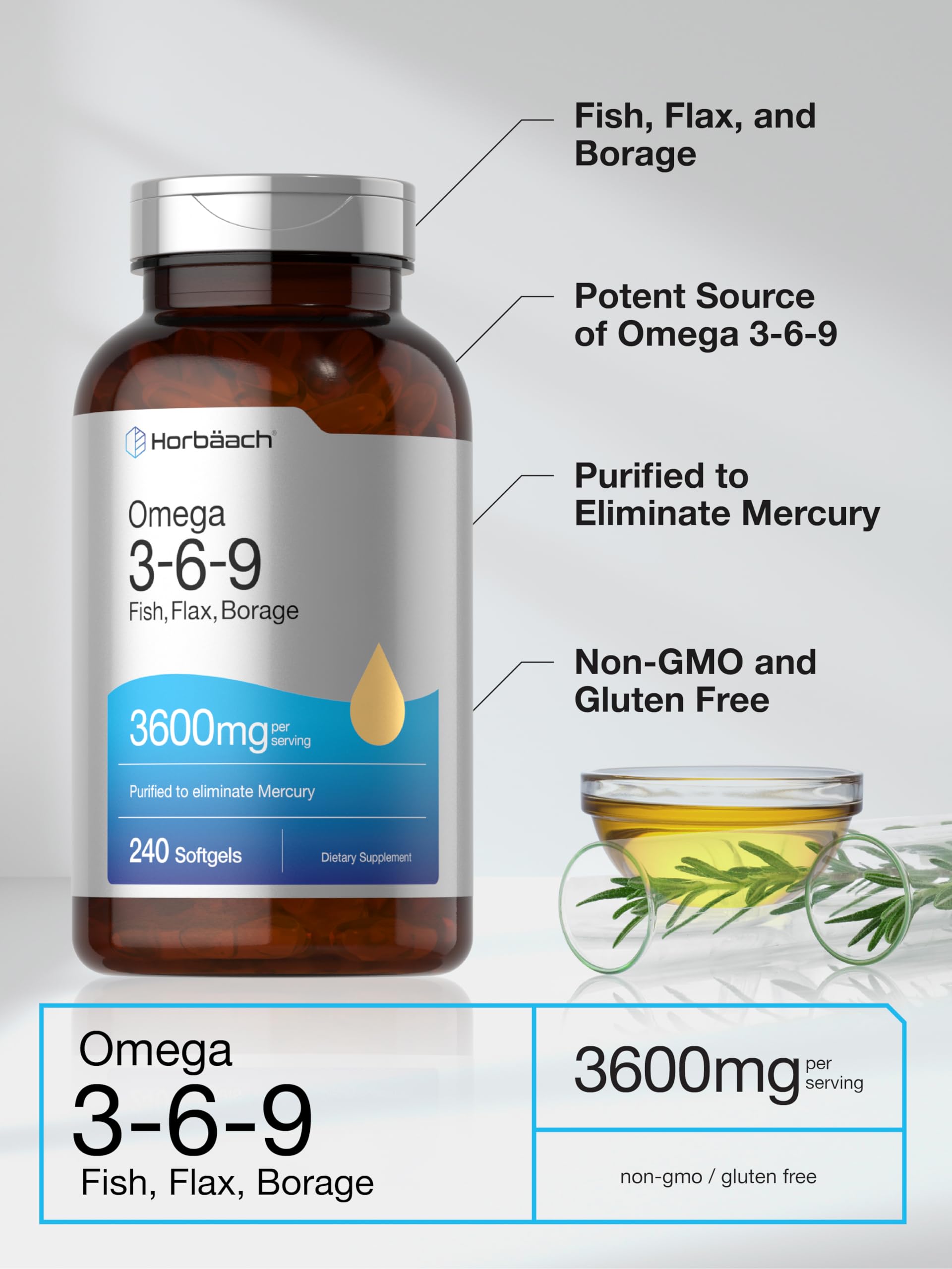 Foto 5 pulgar | Suplemento Horbäach Triple Omega 3-6-9 240 Cápsulas Blandas - Venta Internacional.