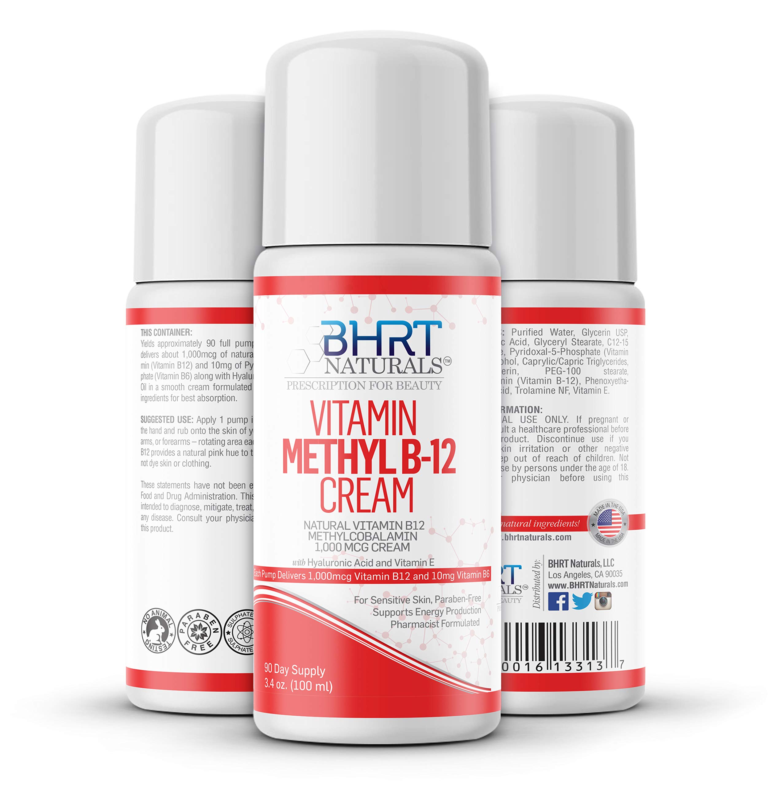 Foto 2 pulgar | Crema Bhrt Naturals Con Vitamina B12 1000 Mcg Con Vitamina B6 30 Ml - Venta Internacional.