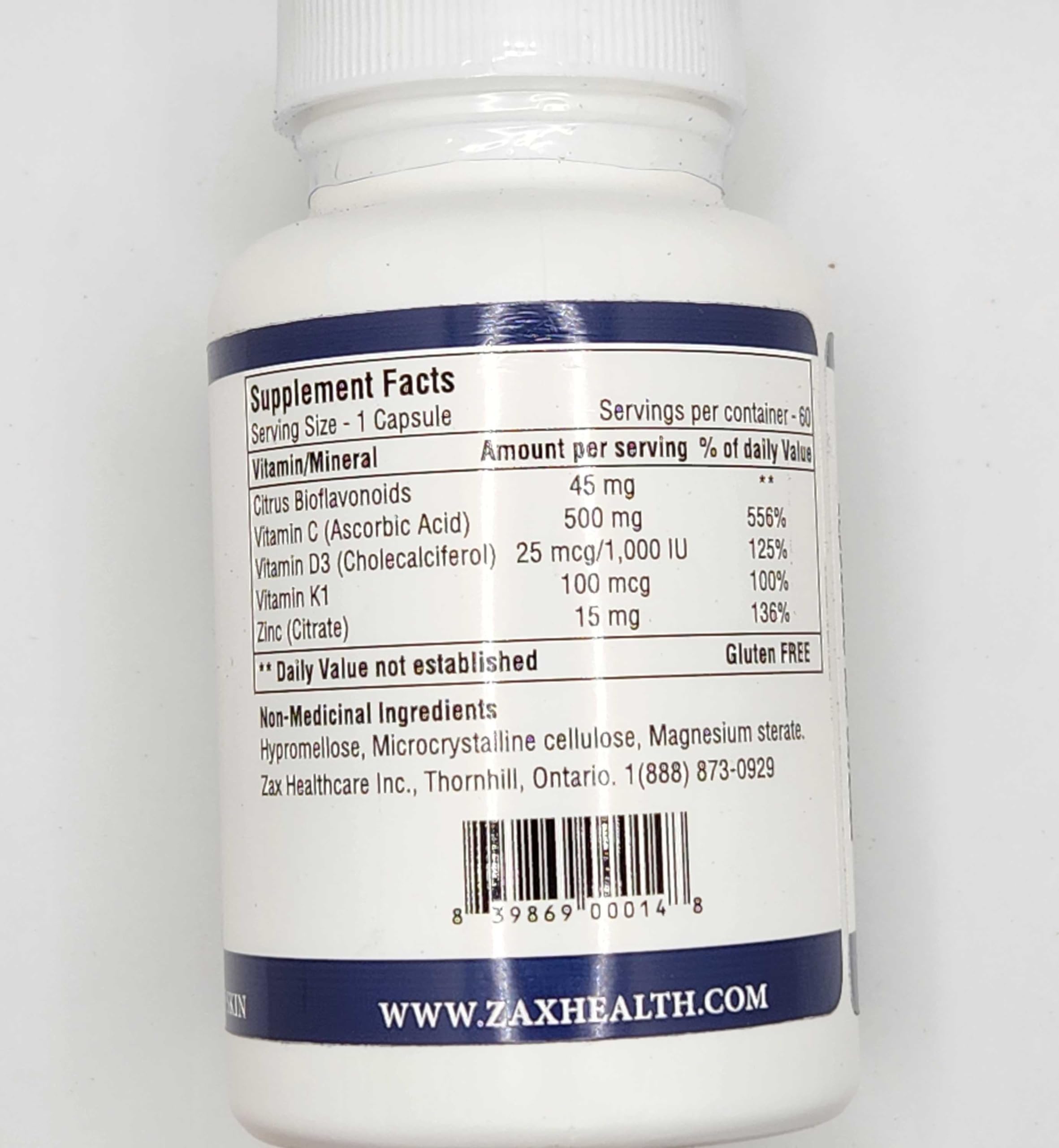 Foto 2 | Suplemento Zax's Original Bruise Vitamin 60 Cápsulas - Venta Internacional.