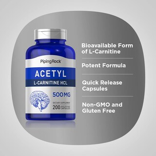 Foto 4 | Suplemento Piping Rock Acetil L-carnitina Hcl 500 Mg 200 Cápsulas - Venta Internacional.