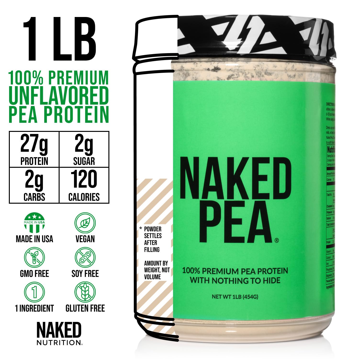Foto 4 pulgar | Proteína En Polvo Naked Pea Protein Isolate 420 G - Venta Internacional.