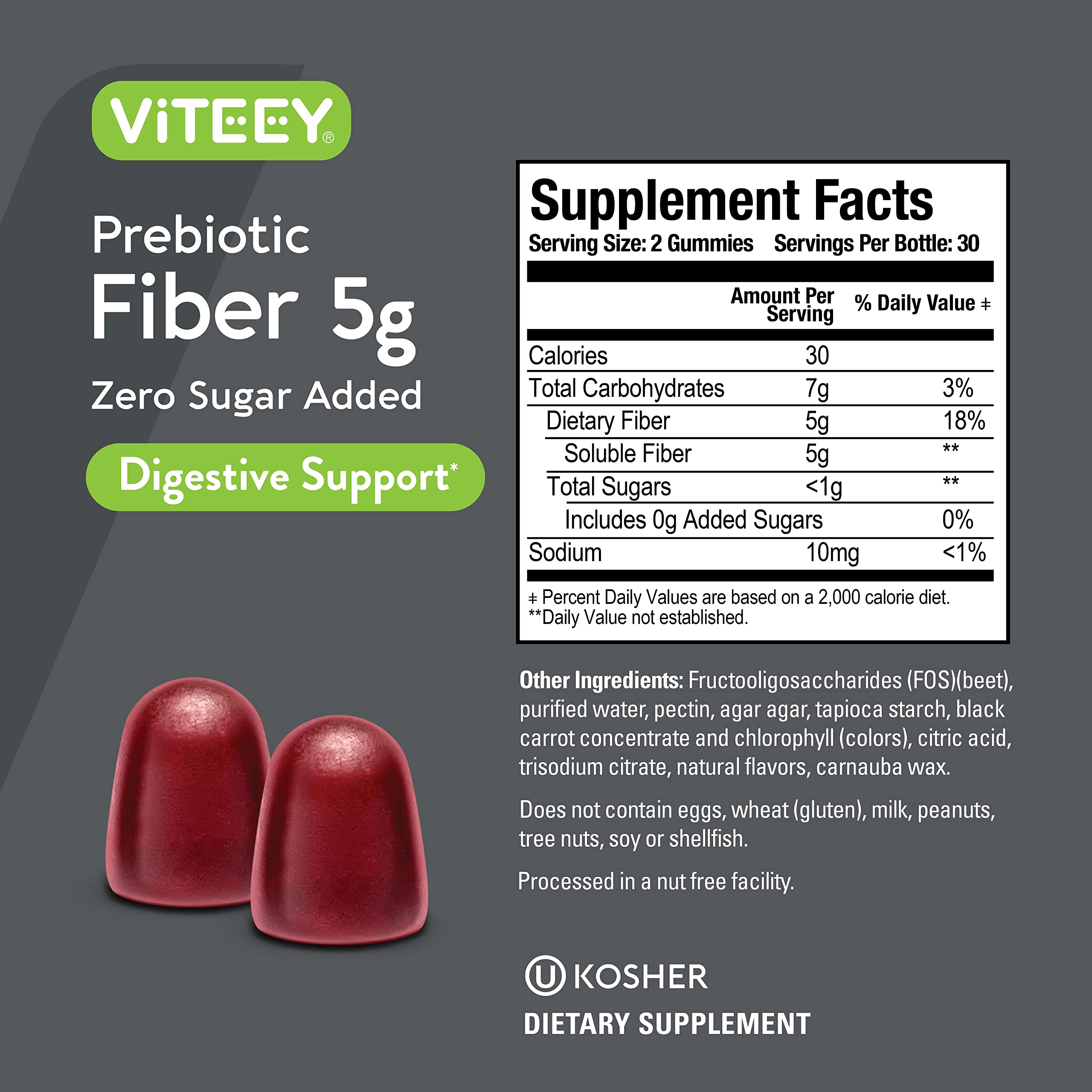 Foto 5 pulgar | Suplemento De Fibra Gummies Viteey Prebiotic 5g Para Adultos - Venta Internacional.