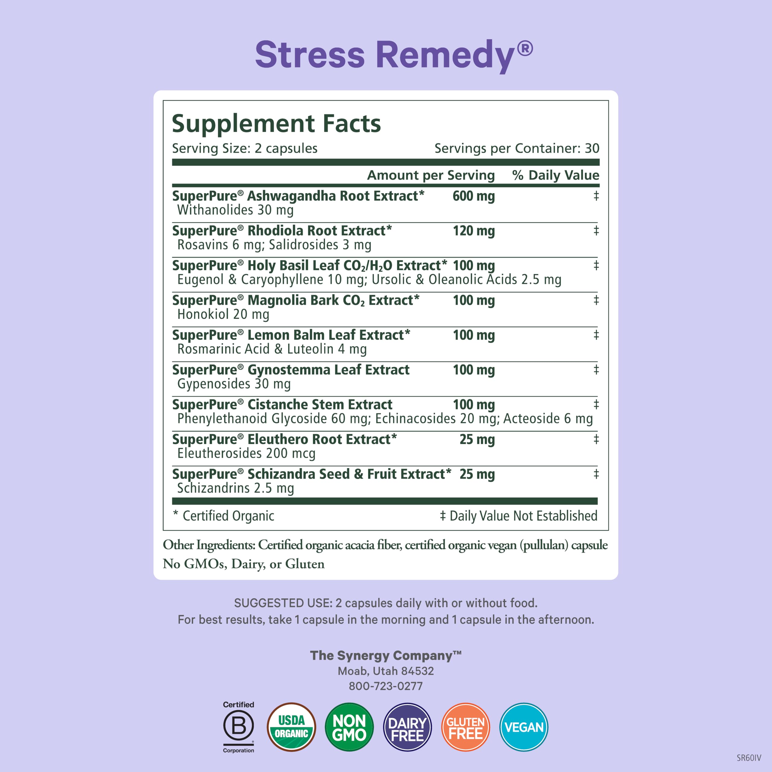 Foto 2 | Suplemento Pure Synergy Stress Remedy 60 Cápsulas - Venta Internacional.