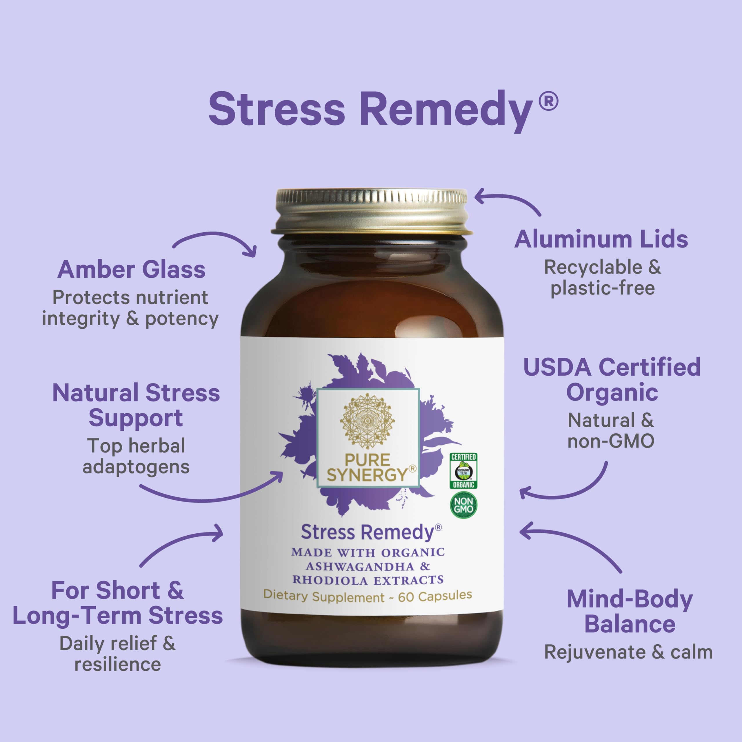 Foto 3 | Suplemento Pure Synergy Stress Remedy 60 Cápsulas - Venta Internacional.