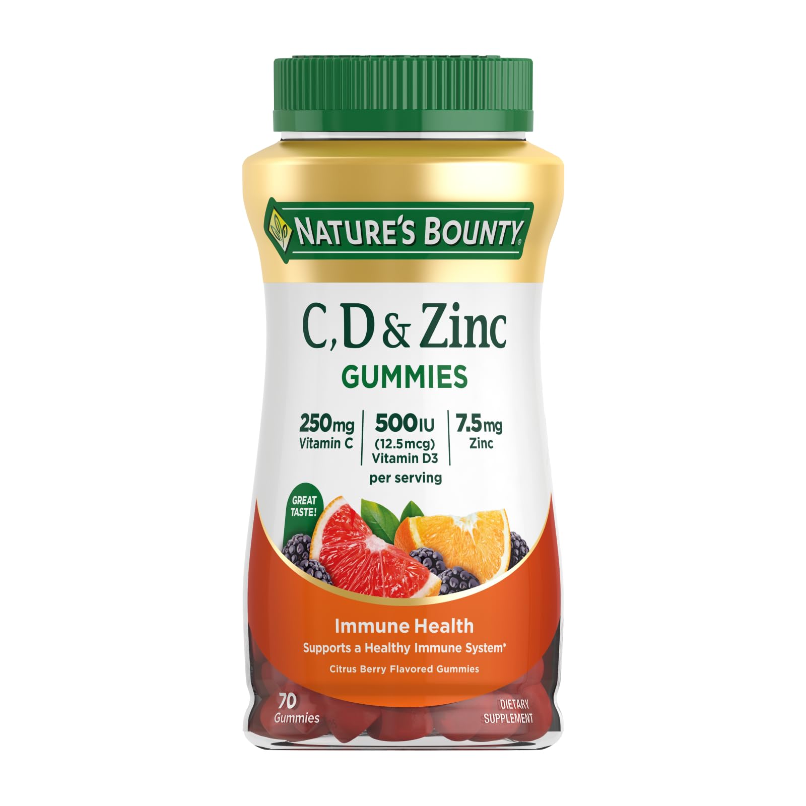 Foto 1 | Gominolas Nature's Bounty C, D Y Zinc Para El Sistema Inmunitario, 70 Unidades - Venta Internacional.