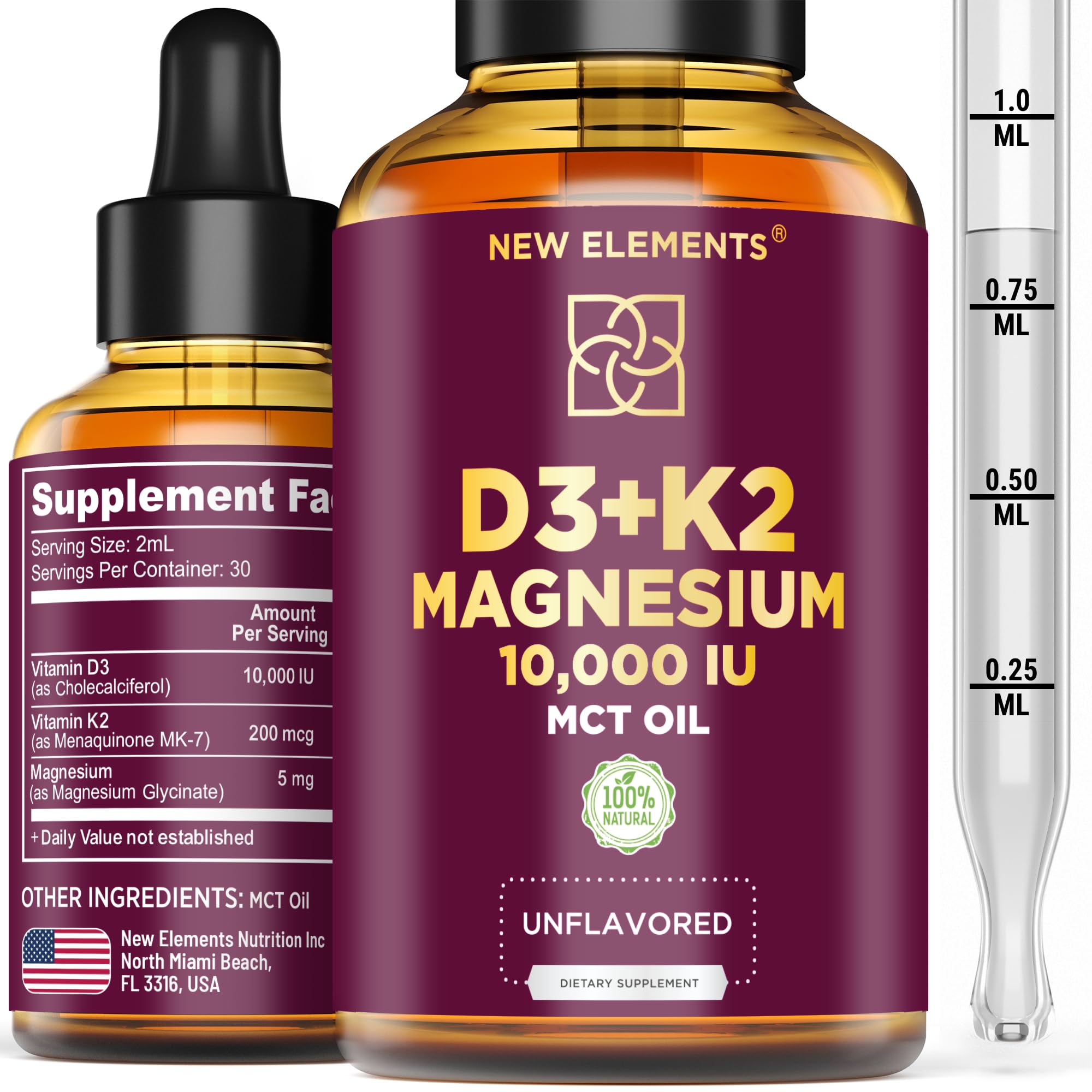 Foto 2 pulgar | Suplemento Líquido De Vitamina D3 K2 De 10000 Ui Con 5 Mg De Magnesio - Venta Internacional.