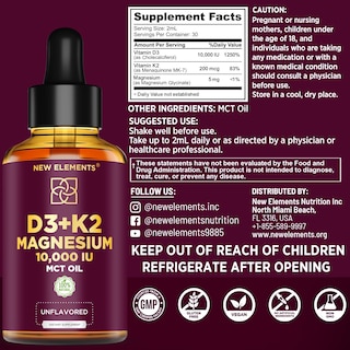 Foto 3 | Suplemento Líquido De Vitamina D3 K2 De 10000 Ui Con 5 Mg De Magnesio - Venta Internacional.