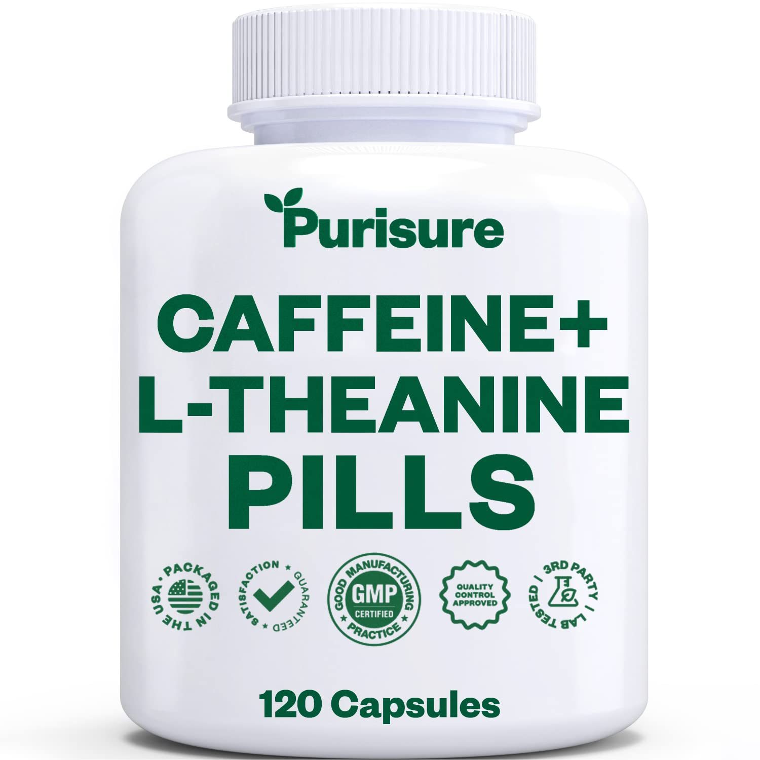 Foto 2 pulgar | Cápsulas De Cafeína Y Teanina Purisure 100 Mg + 200 Mg 120 Días - Venta Internacional.
